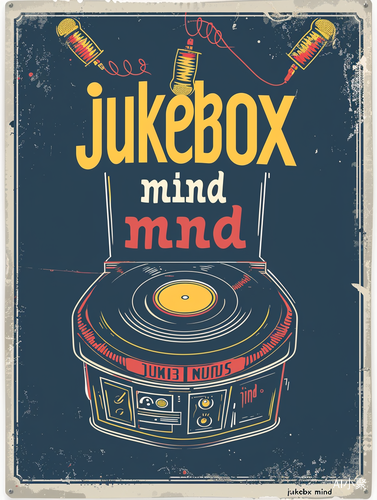 Groovy vintage poster with colorful JUKEBOX MIND