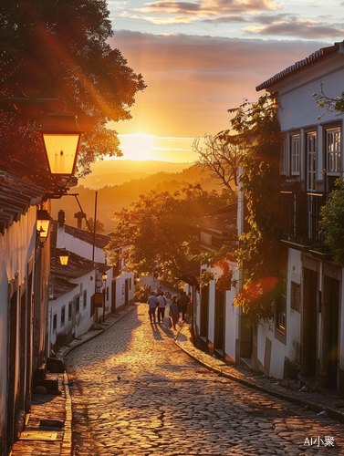 Golden Glow on Ancient Street