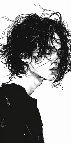 凌乱忧伤 空洞酷酷 插画侧脸