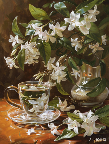 茉莉综合材料油画