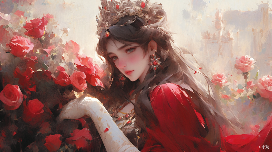 The Majestic Queen of Roses: A Luminous Impressionistic Fantasy