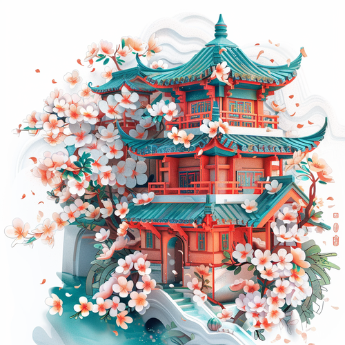 Traditional Chinese Architecture meets Oriental Landscape Painting: A Dreamy 4K Romantic Trending Artstation