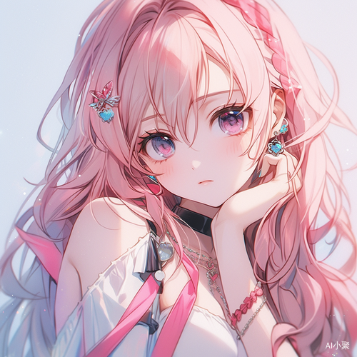 Exquisite High-Quality Masterpiece: Lovely Girl with Pink Long Hair