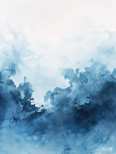 Abstract Blue & White Watercolour Poster