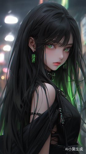 日系夜晚美少女，摇滚朋克风格