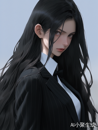 高冷御姐：黑发西装