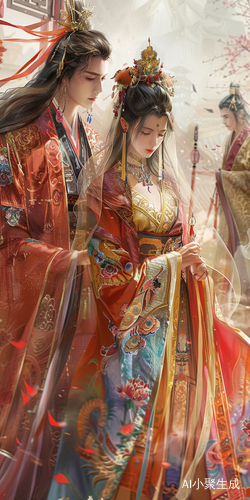 凤冠龙袍，五彩云霞，瑰丽豪华