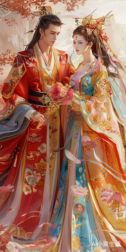 凤冠龙袍，五彩云霞，瑰丽豪华