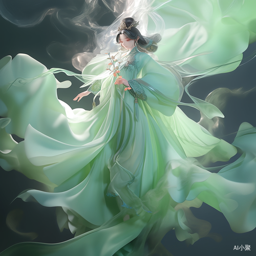 Dreamy Cyan Hanfu Portrait in Ultra-High Definition