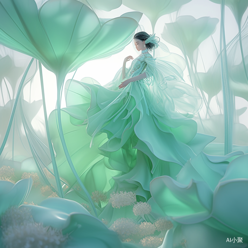 Dreamy Cyan Hanfu Portrait in Ultra-High Definition