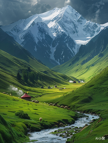 阿勒泰美景：雪山草原，羊群骏马与毡房炊烟