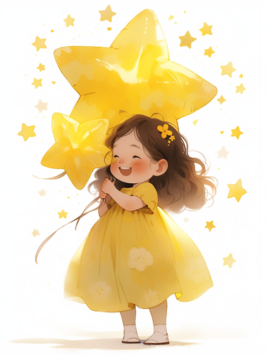 Little Girl Holding Yellow Star: Miwa Komatsu Style