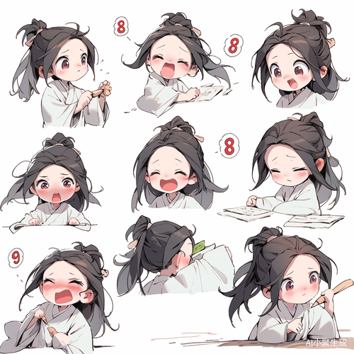 Cute Little Girl in Traditional Clothes with Animated Character Design