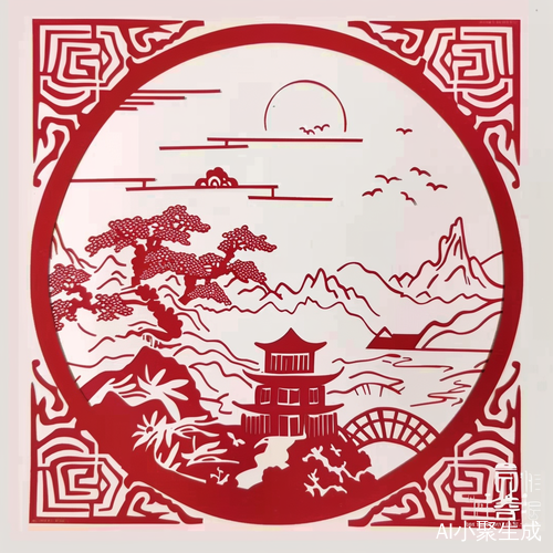 中国剪纸红色单色剪纸