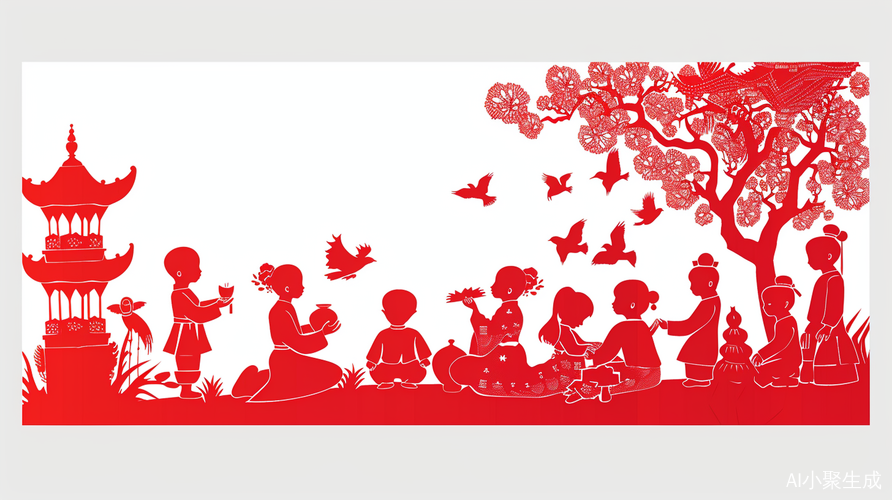 中国剪纸：和谐中的葫芦与标志性建筑