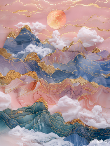 金镶玉雕的超广角山水画