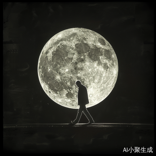 白天里的行人与月亮