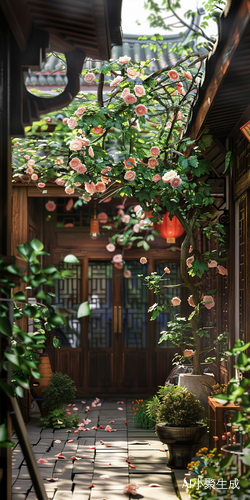 小院中的鲜花藤