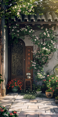 小院中的鲜花藤