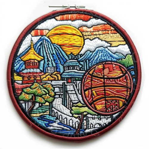 简约风京绣篮球徽章
