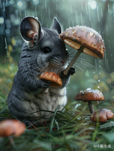 龙猫撑蘑菇挡雨的悠闲时刻