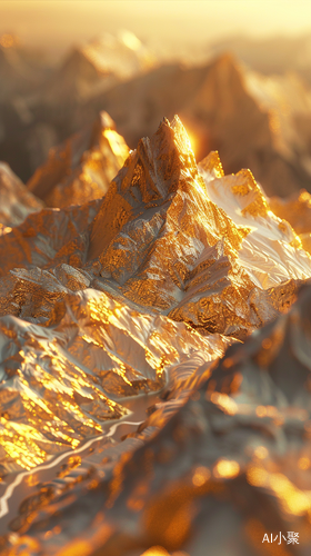 Digital Art Golden Mountains: A Dreamlike Himalayan Baroque Sci-Fi