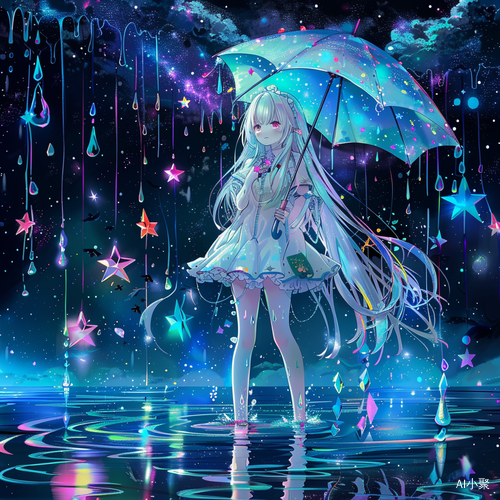 星空下的动漫风格少女