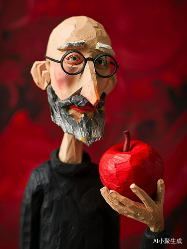 Claymation Portrait of Steve Jobs Holding an Apple
