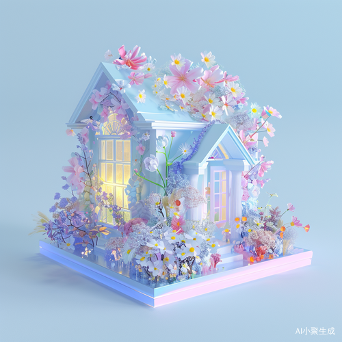 3D Stereoscopic Ice Material Interior Toy with Colorful Flower Surface