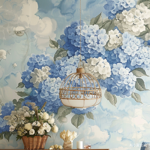 蓝色云朵篮花朵壁纸