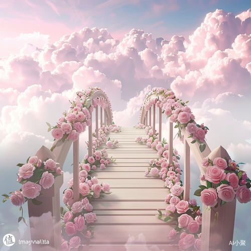 A Bridge Covered with Pink Roses