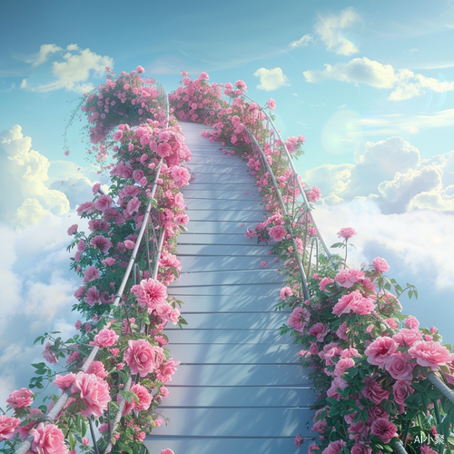 A Bridge Covered with Pink Roses