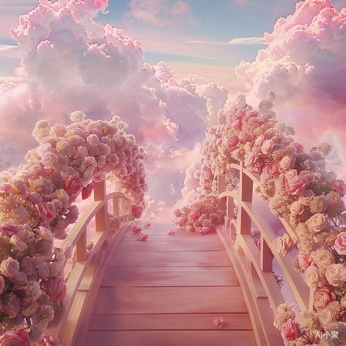 A Bridge Covered with Pink Roses