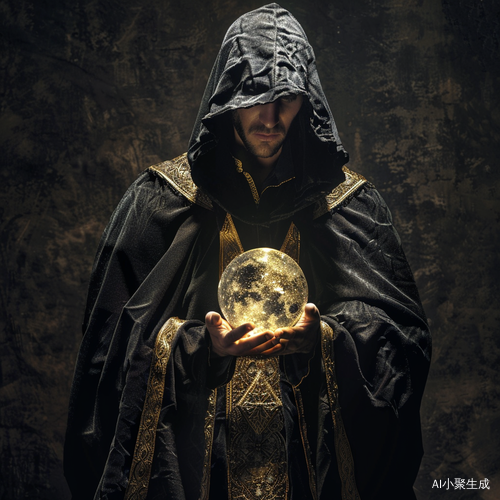 青少年男人带水晶球的魔法师