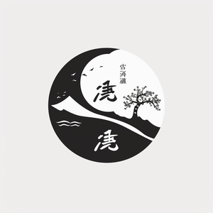 龙江社区，logo，黑白，点设计，极简设计