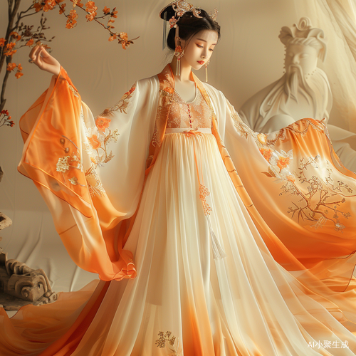 面容精致的少女，式唐装汉服婚纱