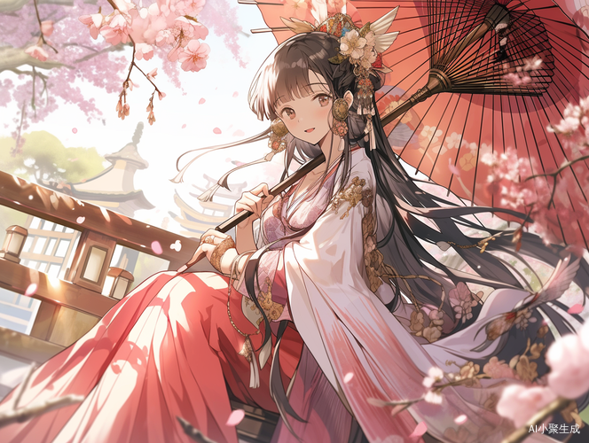 动漫女孩的古风汉服长发视觉小说CG