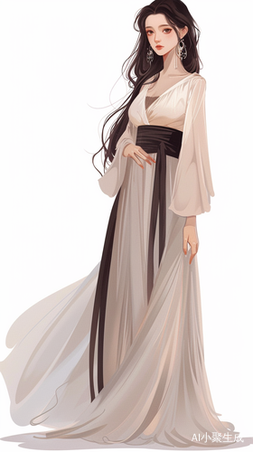 惊艳侧脸长发动漫风全身女子