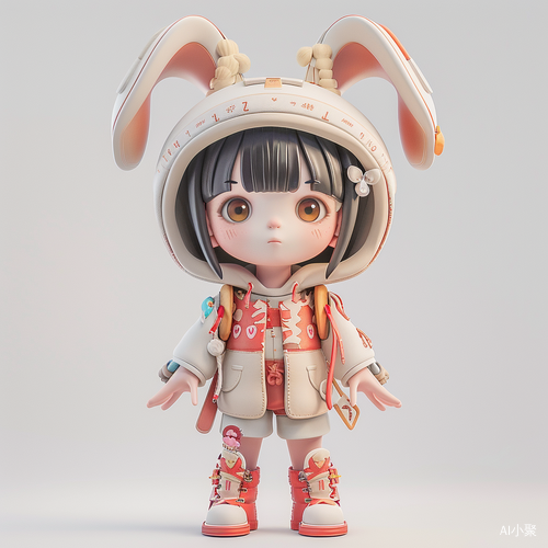 Super Cute Rabbit Hat Girl: Chinese Zodiac, Tech Elements, Stylish Clothes