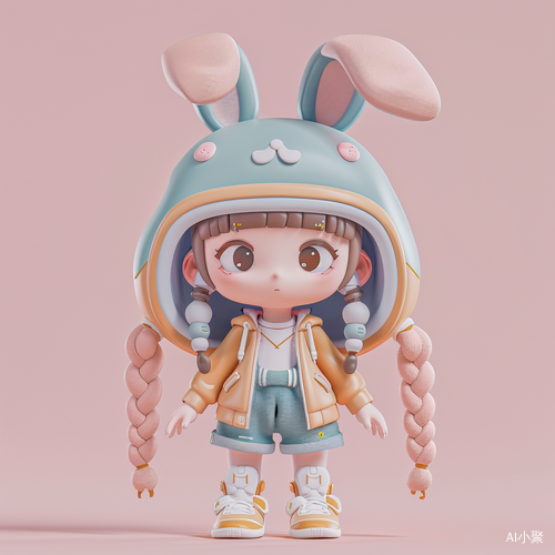 Super Cute Rabbit Hat Girl: Chinese Zodiac, Tech Elements, Stylish Clothes