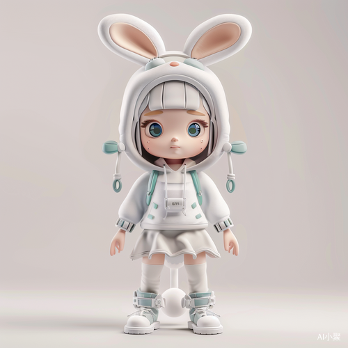 Super Cute Rabbit Hat Girl: Chinese Zodiac, Tech Elements, Stylish Clothes