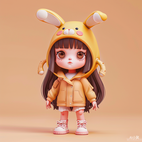 Super Cute Rabbit Hat Girl: Chinese Zodiac, Tech Elements, Stylish Clothes