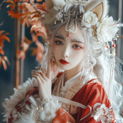 魅惑国色天香女人白发披肩发