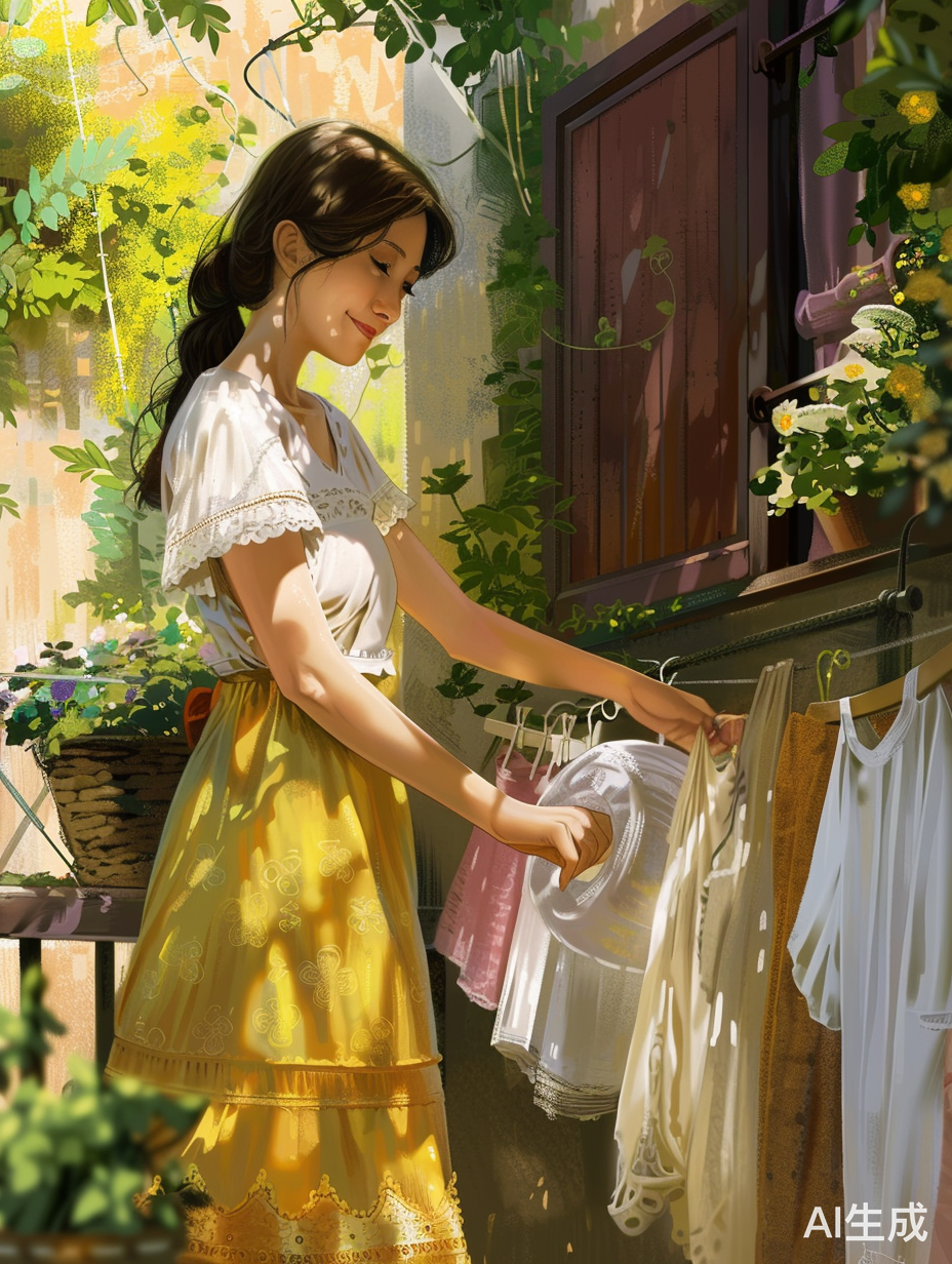 妈妈用洗衣粉洗衣服，洗得干净如新