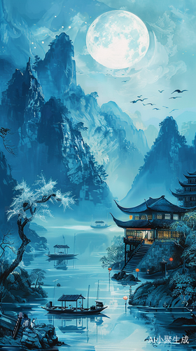 中国传统山水画中的超高清全景图
