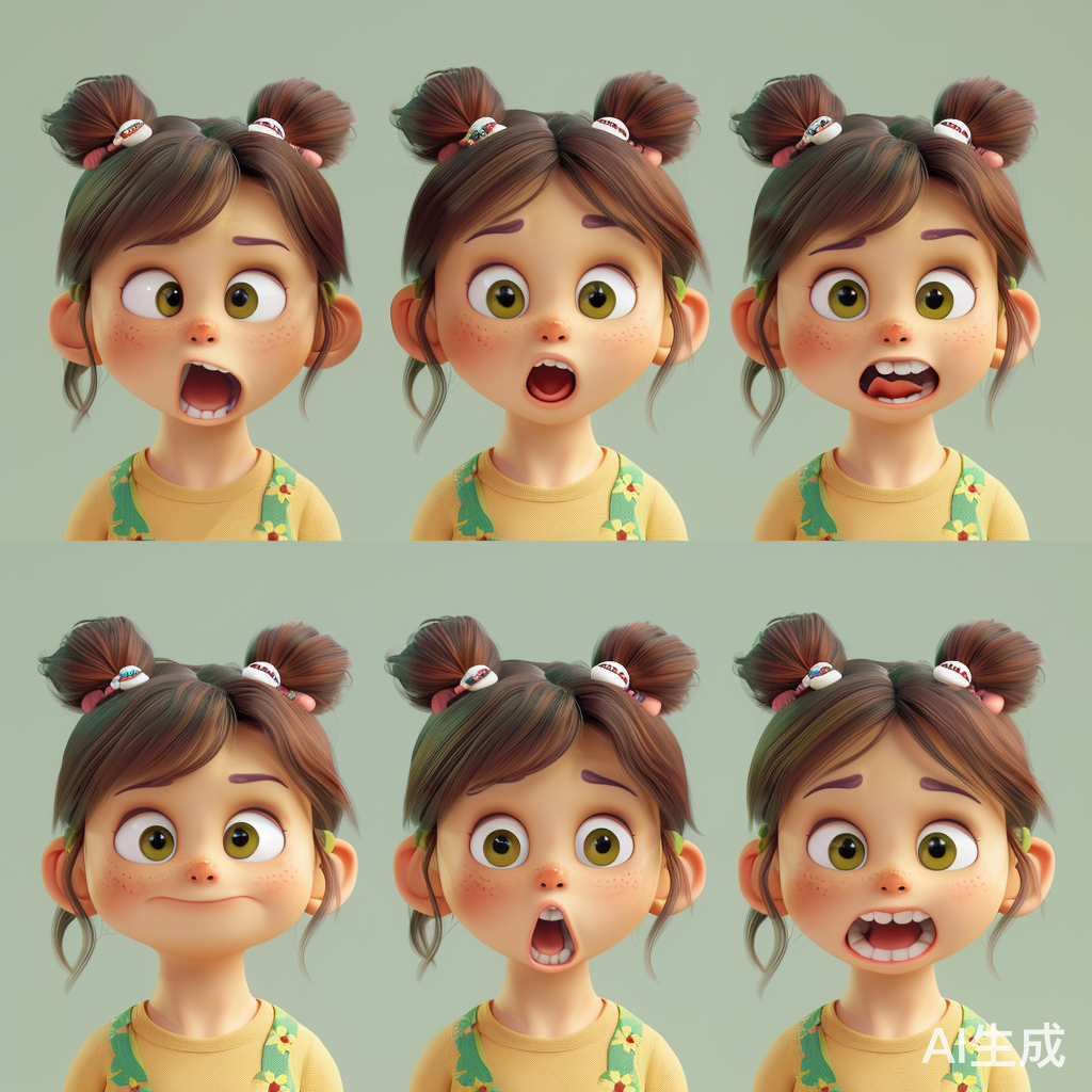Cute Girl 3D Clay Style Emoticons with Various Expressions