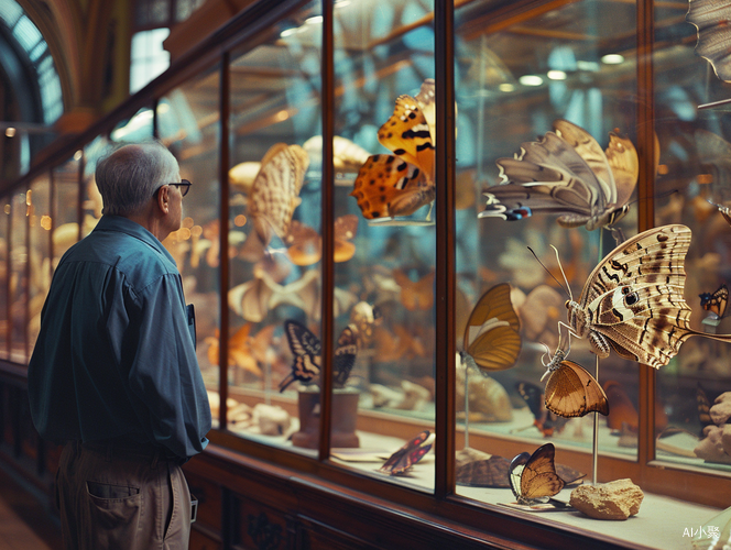 Twilight Panorama of Big Vintage Bronze Animals in a Museum