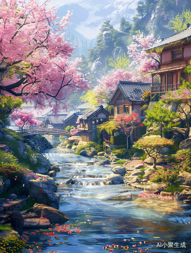 森林花海，河畔樱花