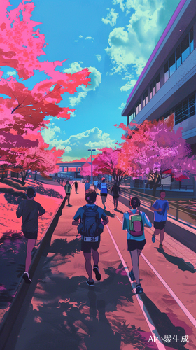 春季七天校园跑与高级插画风格的体育俱乐部开放日