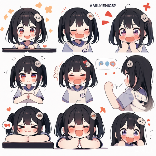 Anthropomorphic-style Cute Little Girl with Multiple Emotions and Poses